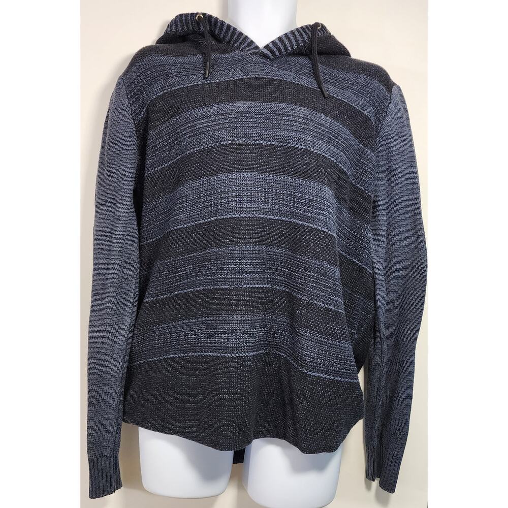 Urban Pipeline Men's Striped Knit Hoodie XL Gray Black Casual